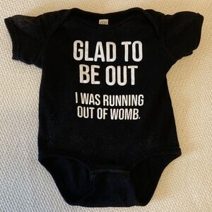 Rabbit Skins Black Bodysuit with Humorous Text